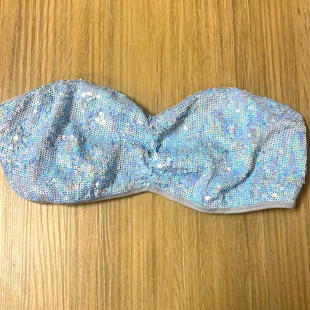 PINK Victoria’s Secret Light Blue Sequin Bandeau-M